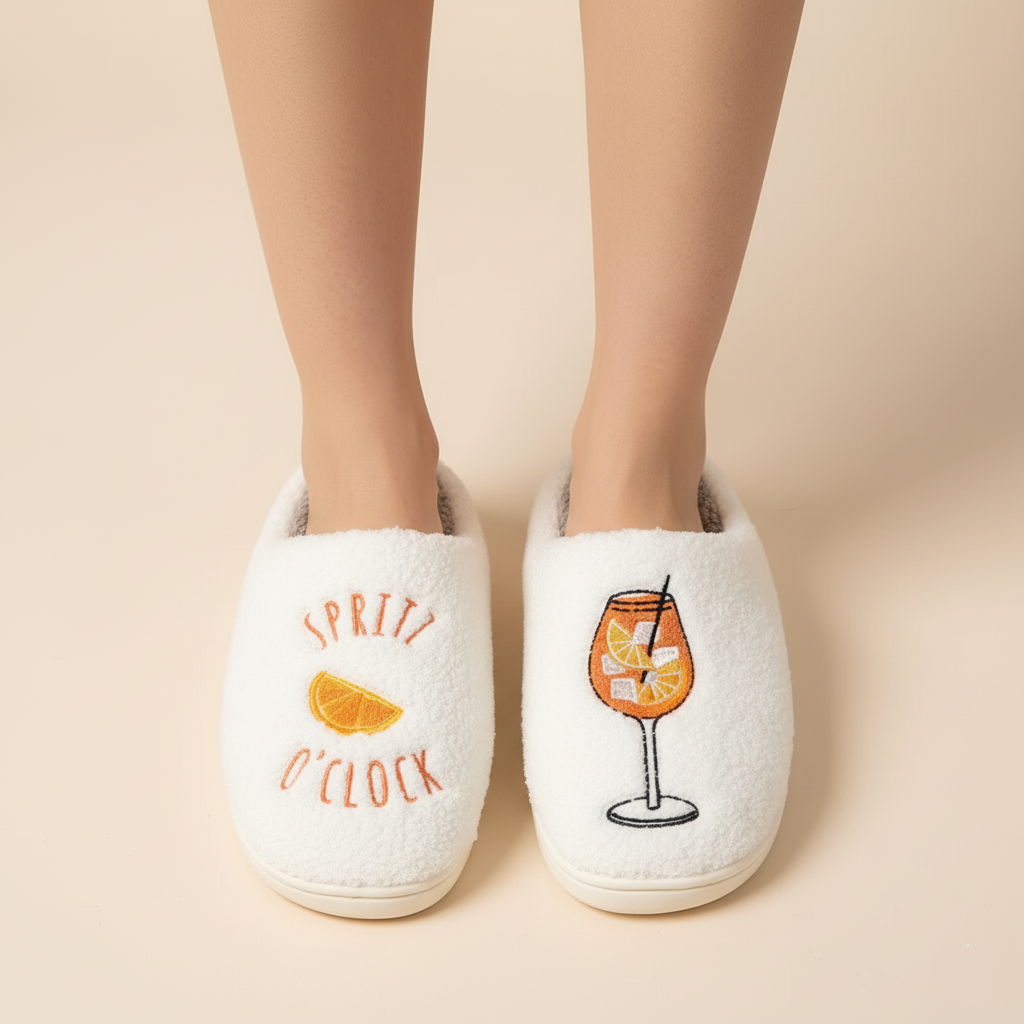 Spritz Slippers Soft Plush Spritz O'Clock