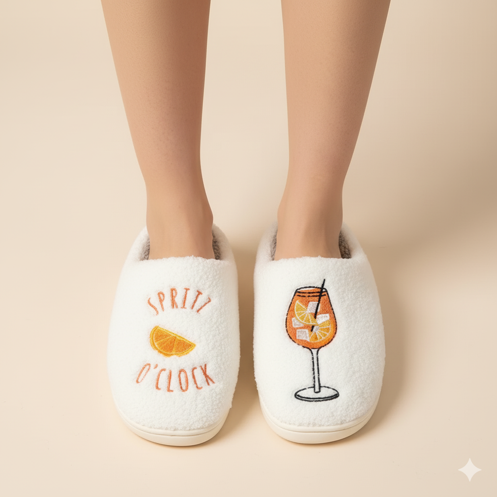 Spritz Slippers Soft Plush Spritz O'Clock