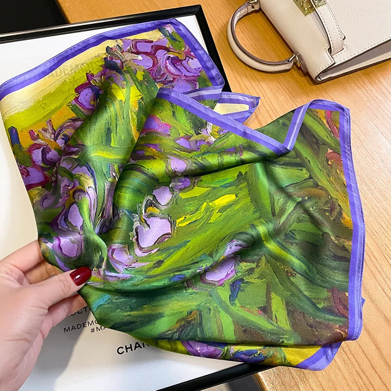 100% Silk Scarf 53cm Square Multicolor