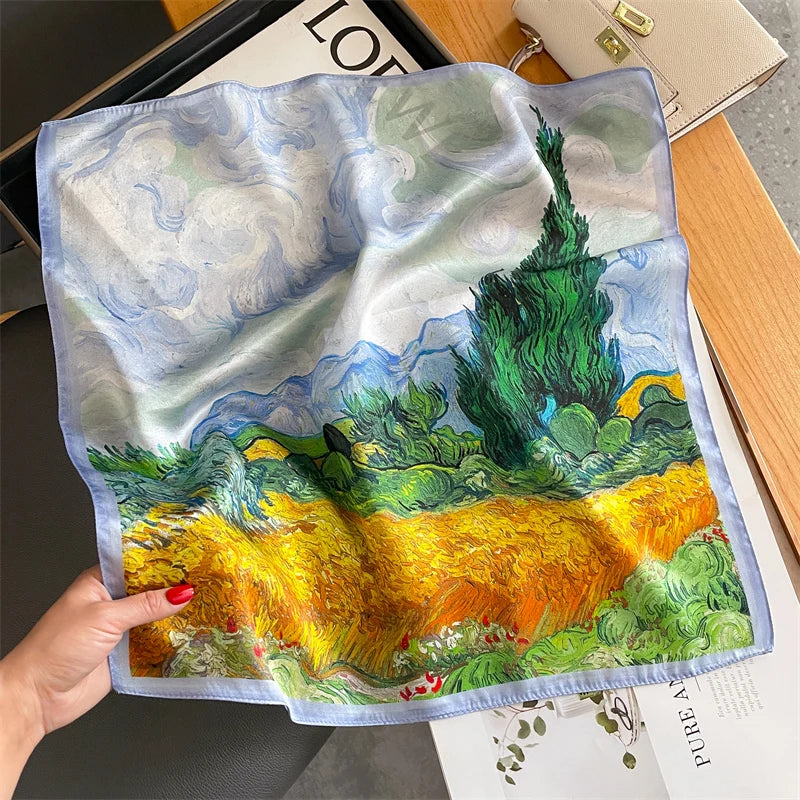 100% Silk Scarf 53cm Square Multicolor