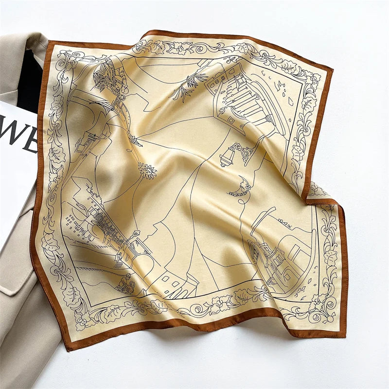 100% Silk Scarf 53cm Square Multicolor