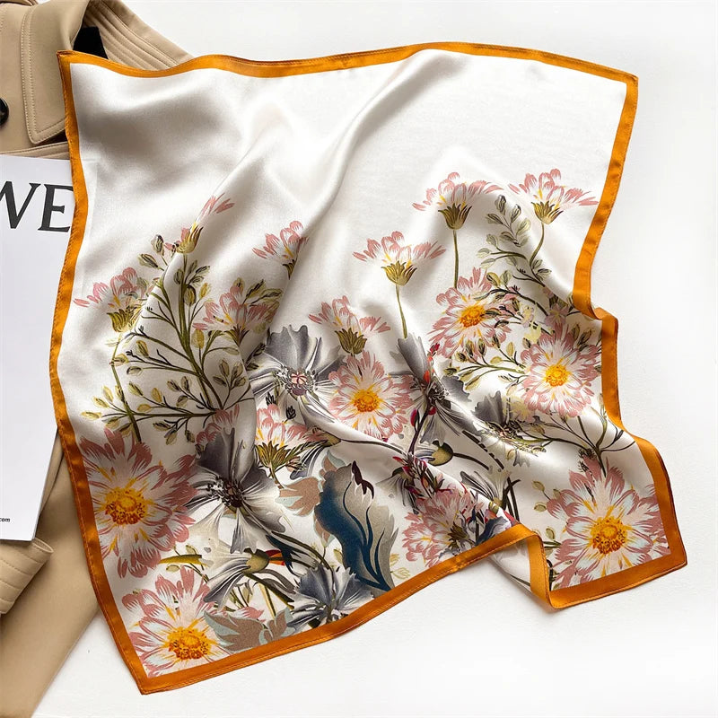 100% Silk Scarf 53cm Square Multicolor