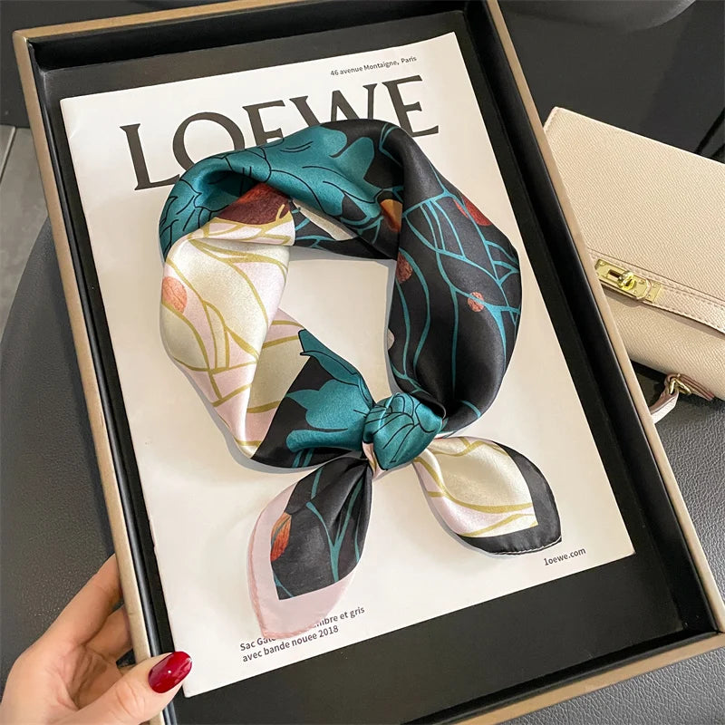 100% Silk Scarf 53cm Square Multicolor