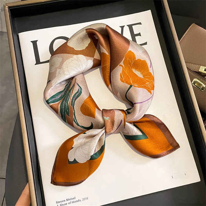 100% Silk Scarf 53cm Square Multicolor