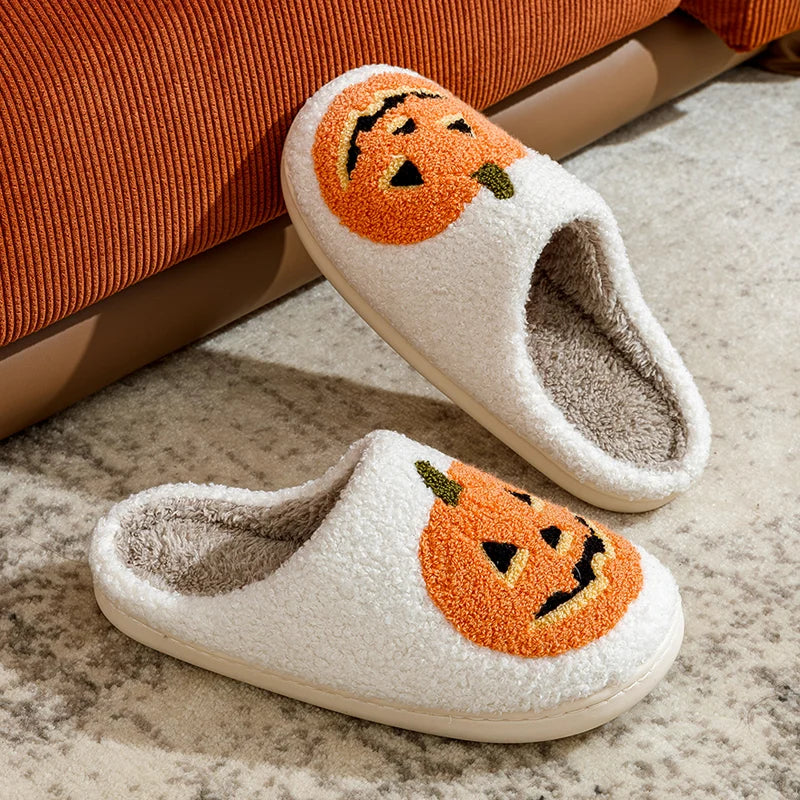 Halloween Pumpkin Slippers Soft Plush