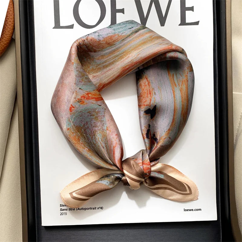 100% Silk Scarf 53cm Square Multicolor