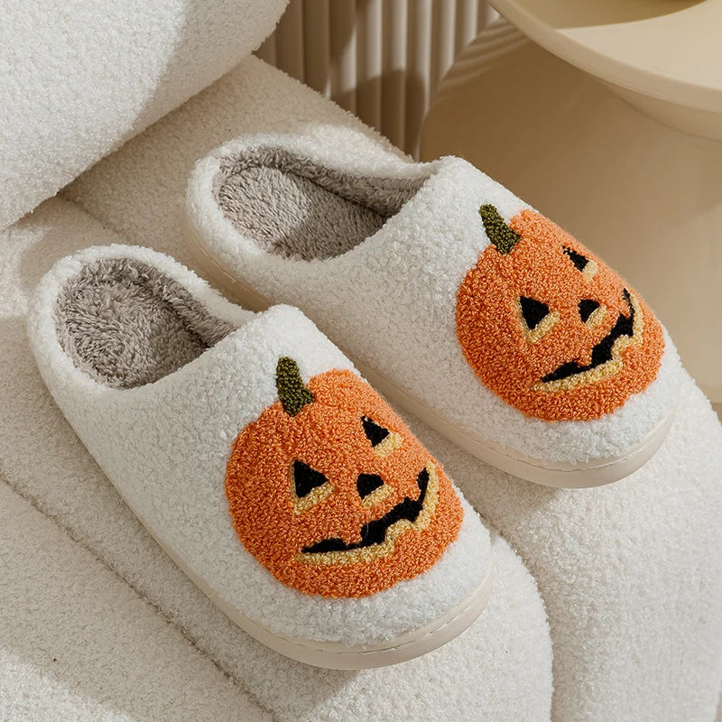 Halloween Pumpkin Slippers Soft Plush