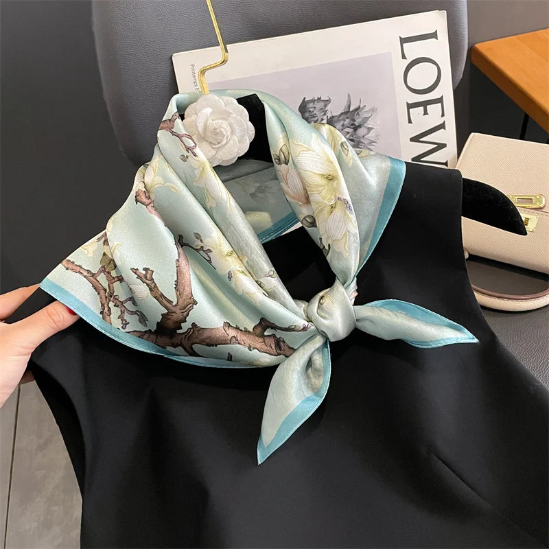 100% Silk Scarf 53cm Square Multicolor