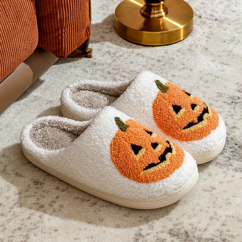 Halloween Pumpkin Slippers Soft Plush
