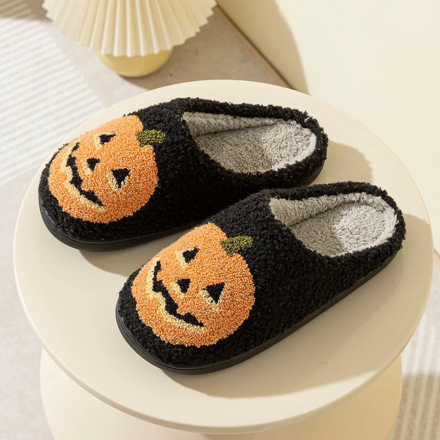 Halloween Pumpkin Slippers Soft Plush