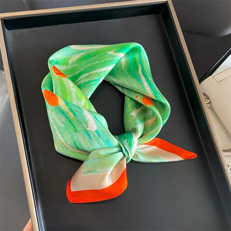 100% Silk Scarf 53cm Square Multicolor
