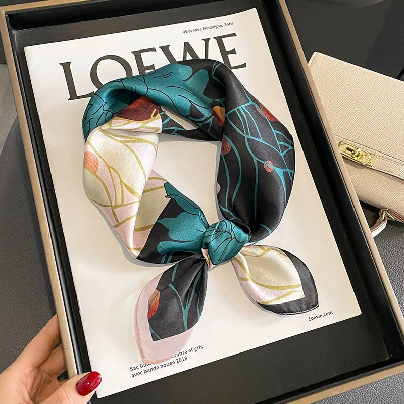 100% Silk Scarf 53cm Square Multicolor