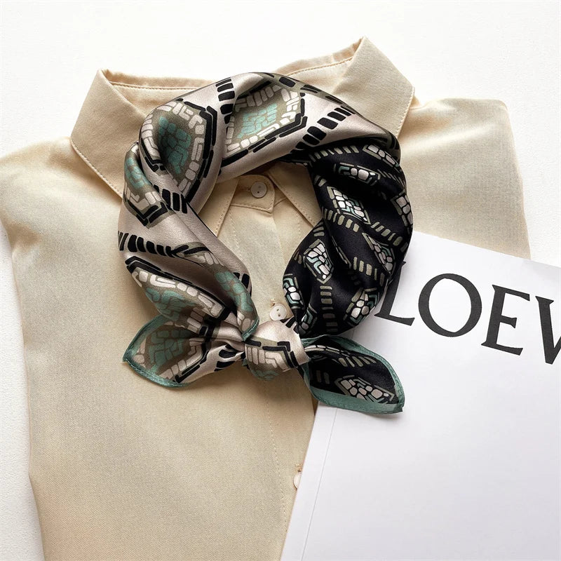 100% Silk Scarf 53cm Square Multicolor