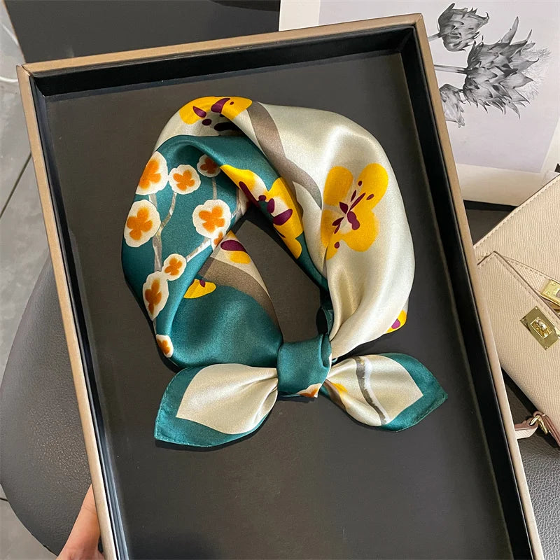 100% Silk Scarf 53cm Square Multicolor