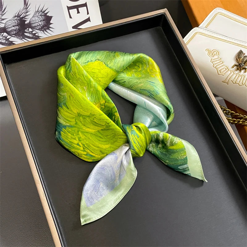 100% Silk Scarf 53cm Square Multicolor