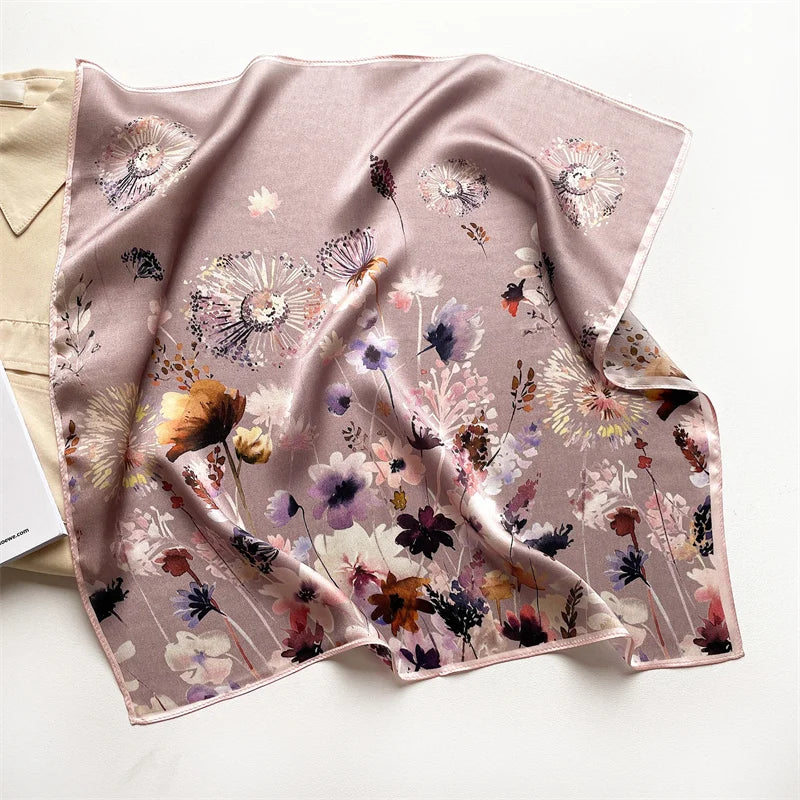 100% Silk Scarf 53cm Square Multicolor