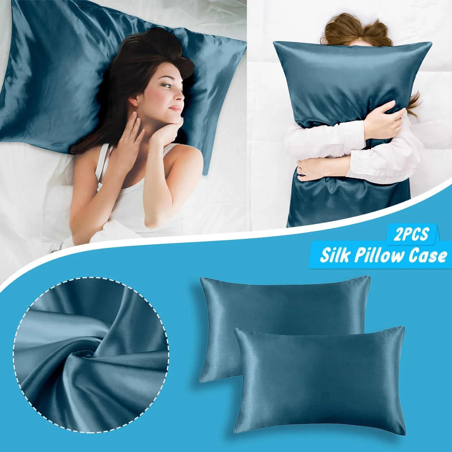 100% Real Natural Mulberry Silk Pillowcase Protects your Hair and Skin from Wrinkles