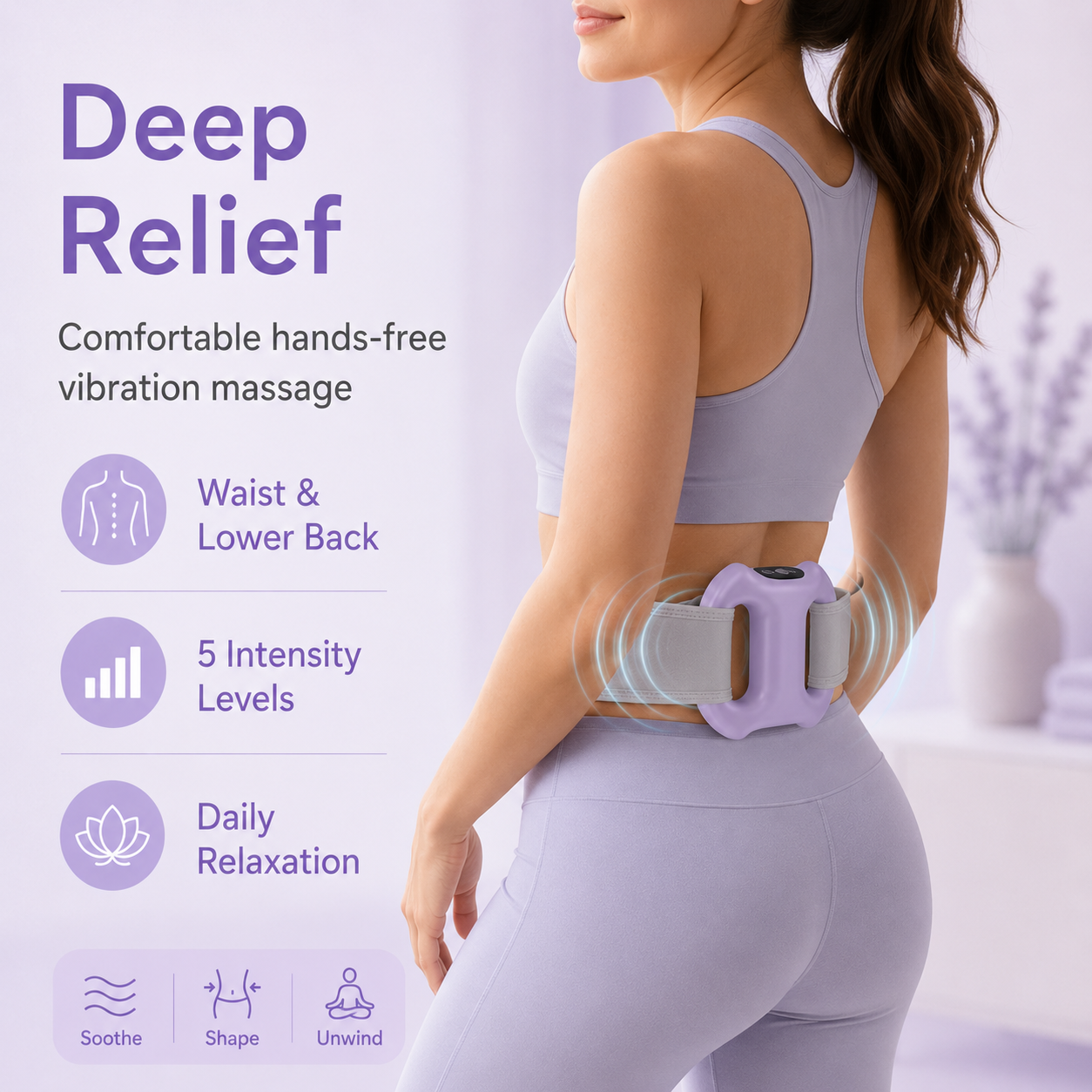 Anel de massagem vibratório portátil para o corpo todo – 8 configurações de massagem e alça para uso com as mãos livres