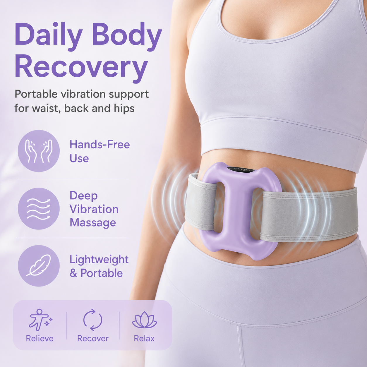 Anel de massagem vibratório portátil para o corpo todo – 8 configurações de massagem e alça para uso com as mãos livres
