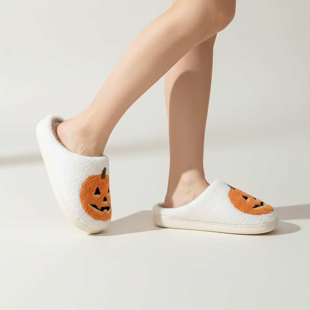 Halloween Pumpkin Slippers Soft Plush