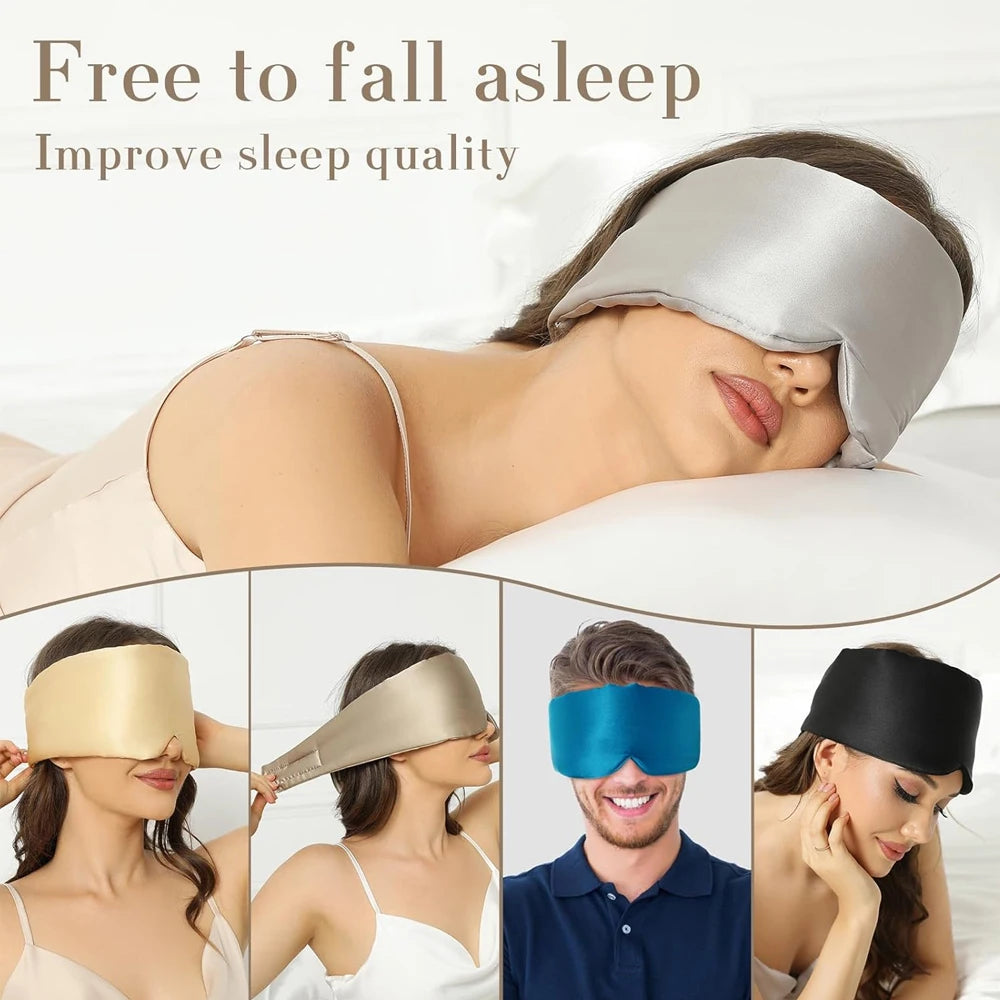Maschera per dormire 100% seta di gelso che blocca la luce morbida imbottita 