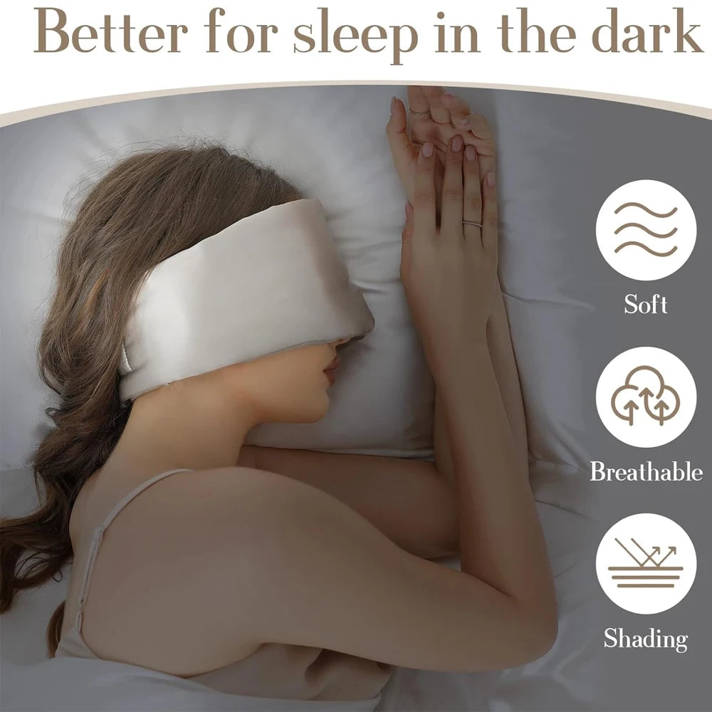 Maschera per dormire 100% seta di gelso che blocca la luce morbida imbottita 